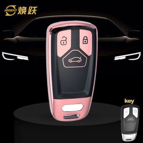 AUA1T1-Black Glue Style-Rose Gold Plating- Car Key Cover For Audi