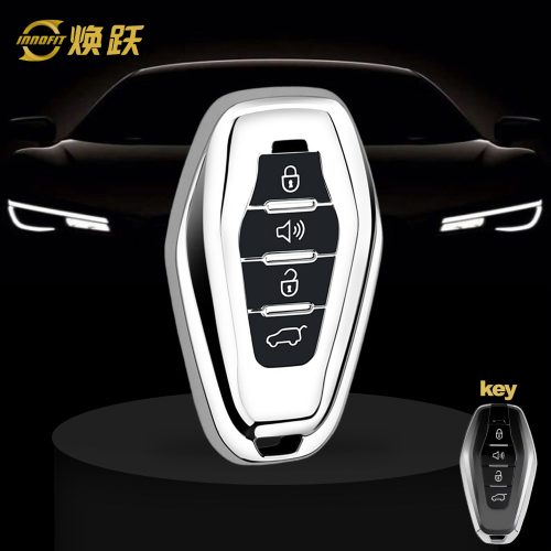 CRE1T1-Black Glue Style-Silver Plating- Car Key Cover For Chery