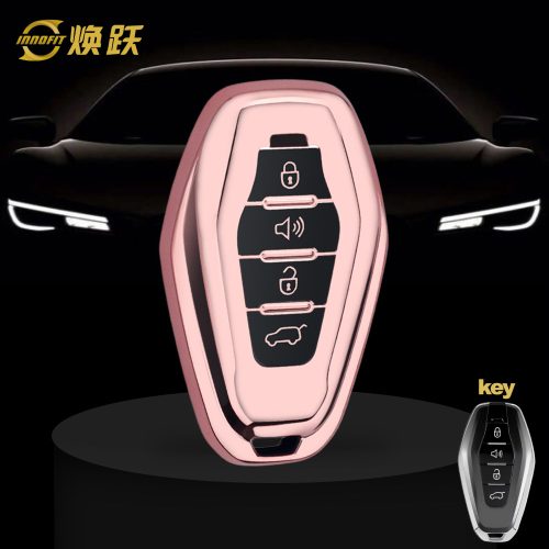 CRE1T1-Black Glue Style-Rose Gold Plating- Car Key Cover For Chery