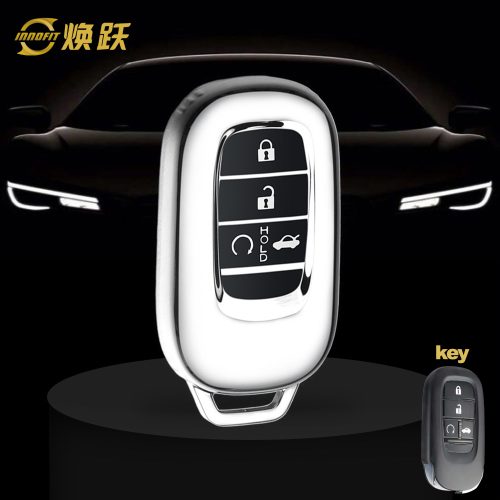 HOB1T1-Black Glue Style-Silver Plating- Car Key Cover For Honda