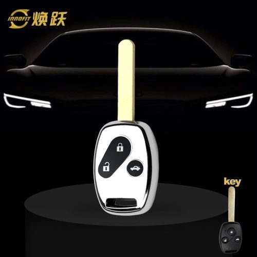 HON1T1-Black Glue Style-Silver Plating- Car Key Cover For Honda