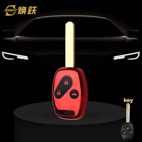 HON1T1-Black Glue Style-Red Plating- Car Key Cover For Honda