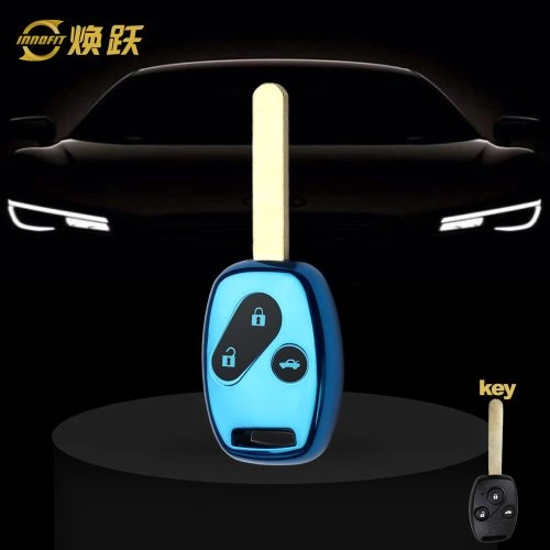 HON1T1-Black Glue Style-Blue Plating- Car Key Cover For Honda