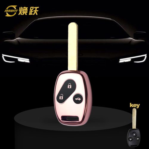 HON1T1-Black Glue Style-Rose Gold Plating- Car Key Cover For Honda