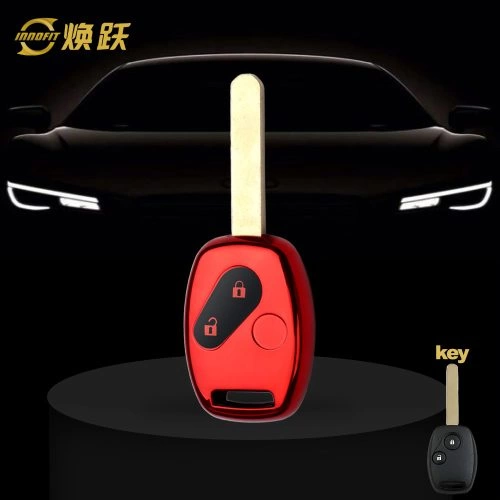 HON2T1-Black Glue Style-Red Plating- Car Key Cover For Honda