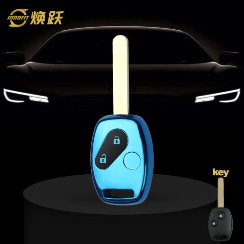 HON2T1-Black Glue Style-Blue Plating- Car Key Cover For Honda