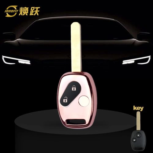 HON2T1-Black Glue Style-Rose Gold Plating- Car Key Cover For Honda
