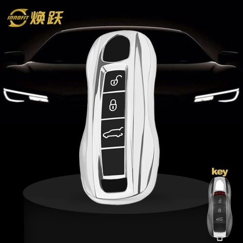 POA1T1-Black Glue Style-Silver Plating- Car Key Cover For Porsche