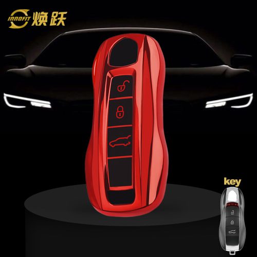 POA1T1-Black Glue Style-Red Plating- Car Key Cover For Porsche