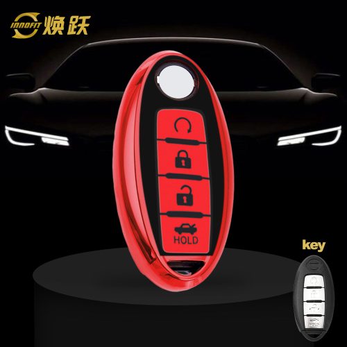 NIB4T1-Black Glue Style-Red Plating- Car Key Cover For Nissan