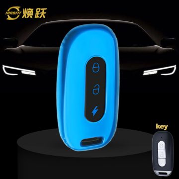 AAA1T1-Black Glue Style-Blue Plating- Car Key Cover For Aima