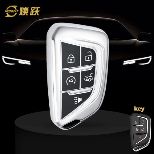 CAB1T1-Black Glue Style-Silver Plating- Car Key Cover For Cadillac