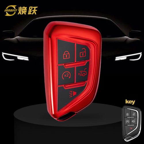 CAB1T1-Black Glue Style-Red Plating- Car Key Cover For Cadillac