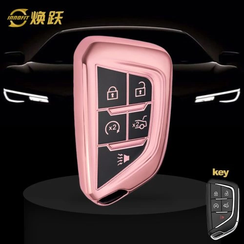 CAB1T1-Black Glue Style-Rose Gold Plating- Car Key Cover For Cadillac