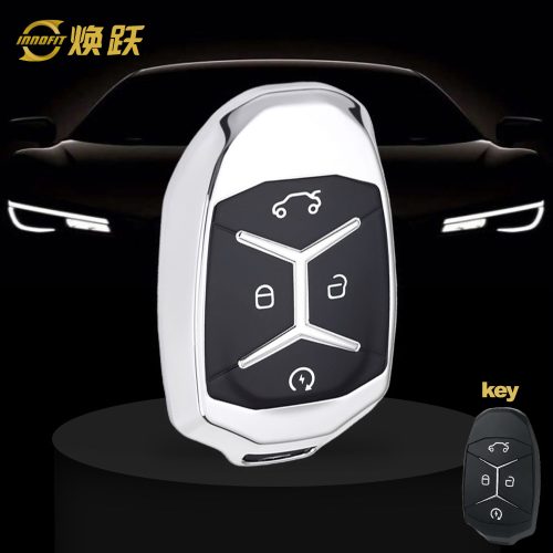 LYA1T1-Black Glue Style-Silver Plating- Car Key Cover For LYNK&CO
