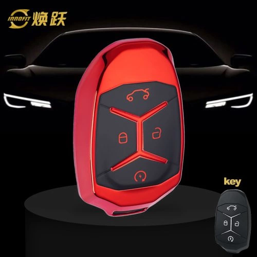 LYA1T1-Black Glue Style-Red Plating- Car Key Cover For LYNK&CO