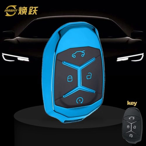 LYA1T1-Black Glue Style-Blue Plating- Car Key Cover For LYNK&CO