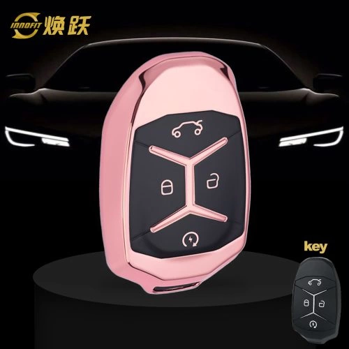LYA1T1-Black Glue Style-Rose Gold Plating- Car Key Cover For LYNK&CO