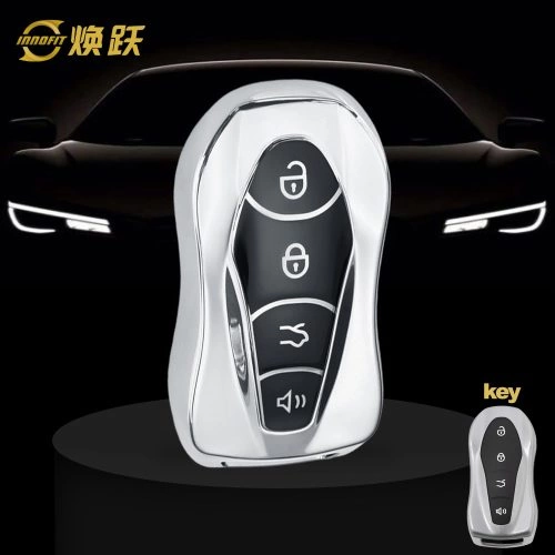 GEC1T1-Black Glue Style-Silver Plating- Car Key Cover For Geely Auto