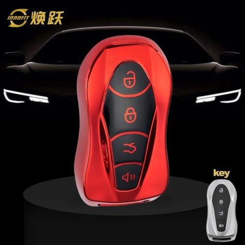 GEC1T1-Black Glue Style-Red Plating- Car Key Cover For Geely Auto