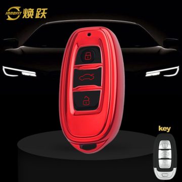 HNC1T1-Black Glue Style-Red Plating- Car Key Cover For Hong Qi