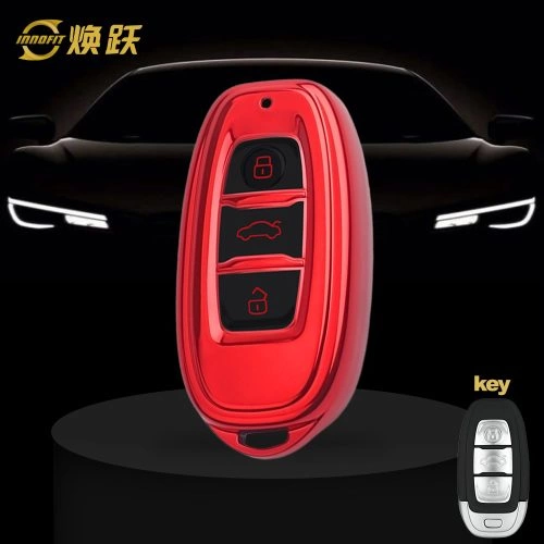HNC1T1-Black Glue Style-Red Plating- Car Key Cover For Hong Qi