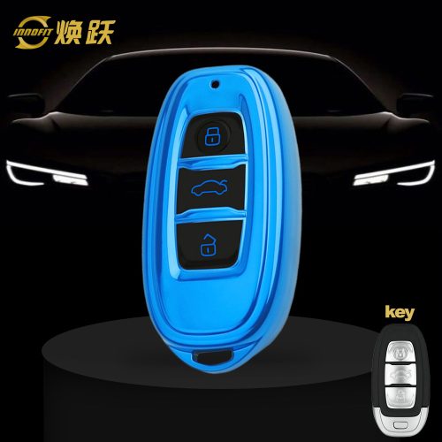 HNC1T1-Black Glue Style-Blue Plating- Car Key Cover For Hong Qi