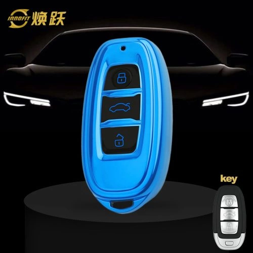 HNC1T1-Black Glue Style-Blue Plating- Car Key Cover For Hong Qi
