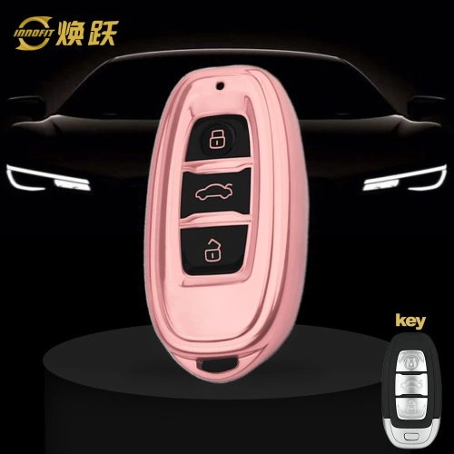 HNC1T1-Black Glue Style-Rose Gold Plating- Car Key Cover For Hong Qi