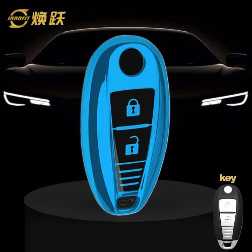 SUA1T1-Black Glue Style-Blue Plating- Car Key Cover For Suzuki