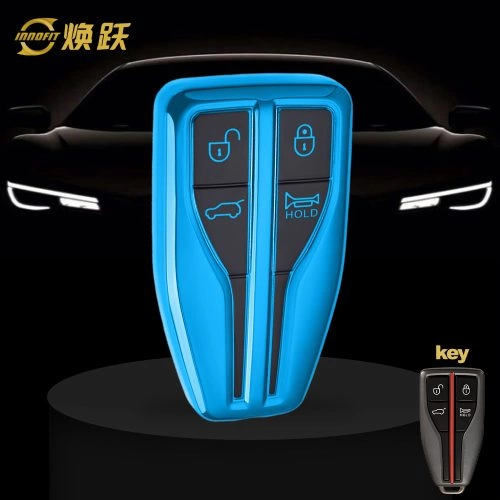 HNA1T1-Black Glue Style-Blue Plating- Car Key Cover For Hong Qi
