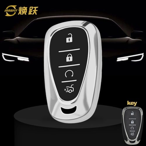CEA4T1-Black Glue Style-Silver Plating- Car Key Cover For Chevrolet