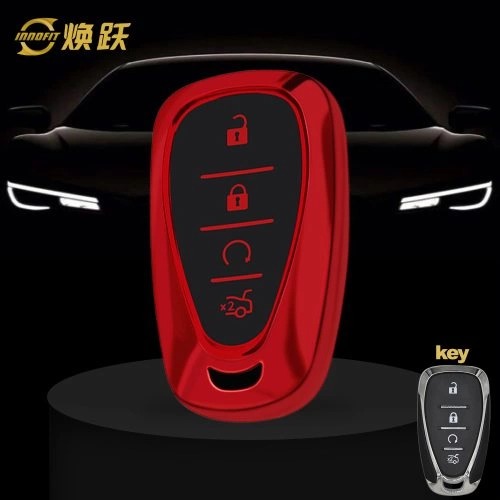 CEA4T1-Black Glue Style-Red Plating- Car Key Cover For Chevrolet