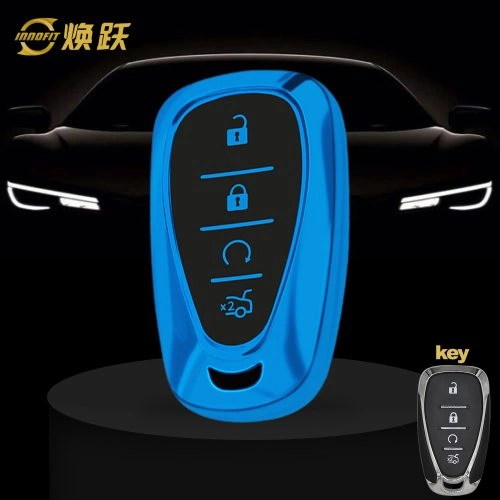 CEA4T1-Black Glue Style-Blue Plating- Car Key Cover For Chevrolet