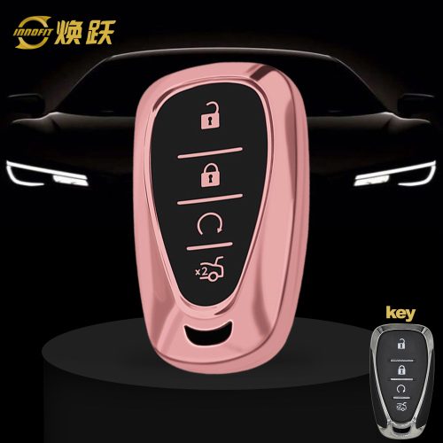 CEA4T1-Black Glue Style-Rose Gold Plating- Car Key Cover For Chevrolet