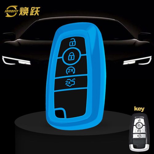 FOB3T1-Black Glue Style-Blue Plating- Car Key Cover For Ford
