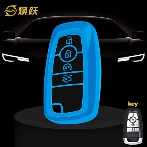 FOB3T1-Black Glue Style-Blue Plating- Car Key Cover For Ford