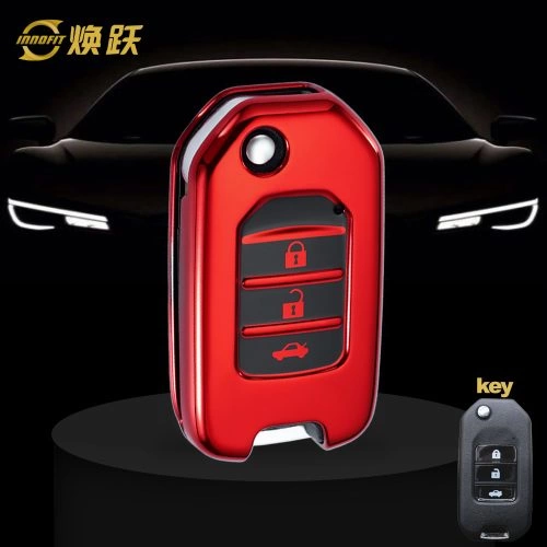 HOC1T1-Black Glue Style-Red Plating- Car Key Cover For Honda