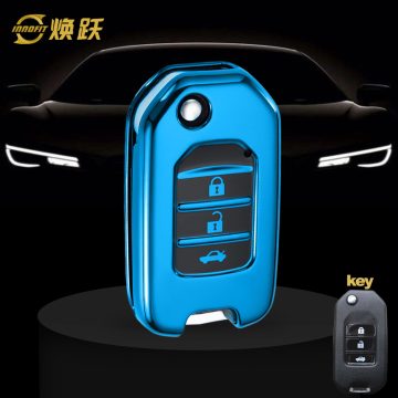 HOC1T1-Black Glue Style-Blue Plating- Car Key Cover For Honda