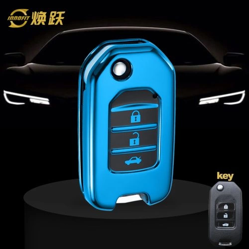 HOC1T1-Black Glue Style-Blue Plating- Car Key Cover For Honda