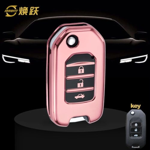 HOC1T1-Black Glue Style-Rose Gold Plating- Car Key Cover For Honda