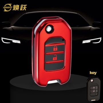 HOC2T1-Black Glue Style-Red Plating- Car Key Cover For Honda