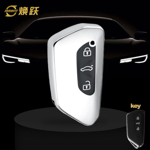 VOC1T1-Black Glue Style-Silver Plating- Car Key Cover For Volkswagen