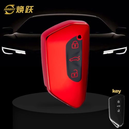 VOC1T1-Black Glue Style-Red Plating- Car Key Cover For Volkswagen