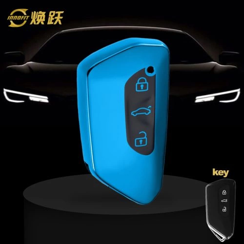 VOC1T1-Black Glue Style-Blue Plating- Car Key Cover For Volkswagen