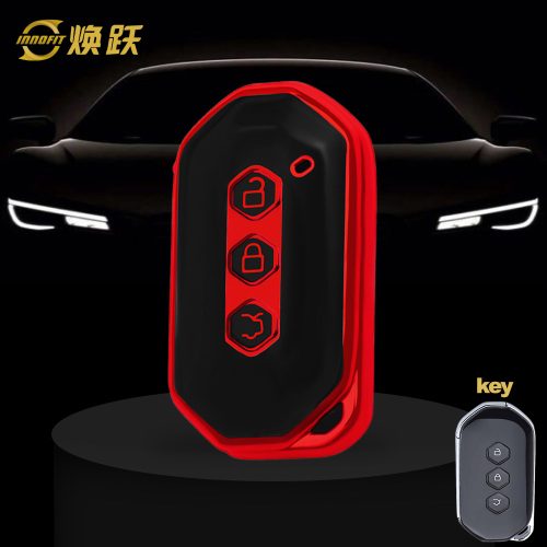 WUD1T1-Black Glue Style-Red Plating- Car Key Cover For Wuling