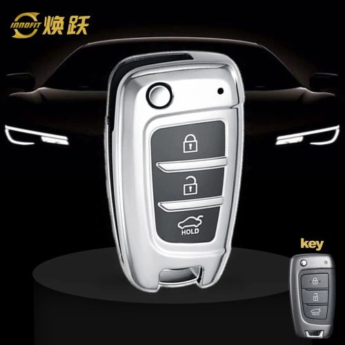 HYB1T1-Black Glue Style-Silver Plating- Car Key Cover For Hyundai