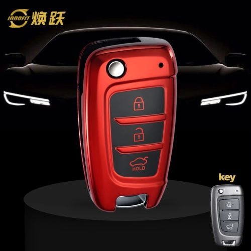 HYB1T1-Black Glue Style-Red Plating- Car Key Cover For Hyundai