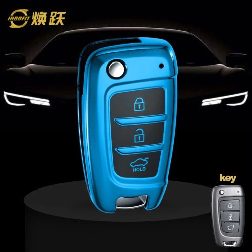 HYB1T1-Black Glue Style-Blue Plating- Car Key Cover For Hyundai