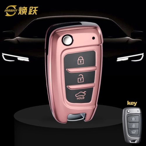 HYB1T1-Black Glue Style-Rose Gold Plating- Car Key Cover For Hyundai